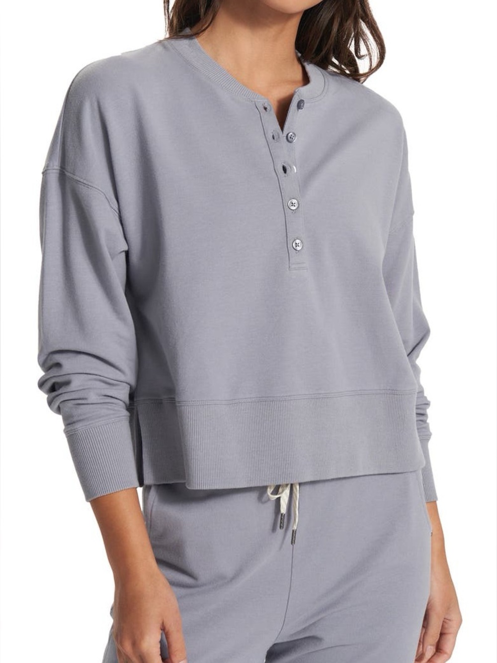 Vuori Laguna Stretch Organic Cotton Henley Sweatshirt